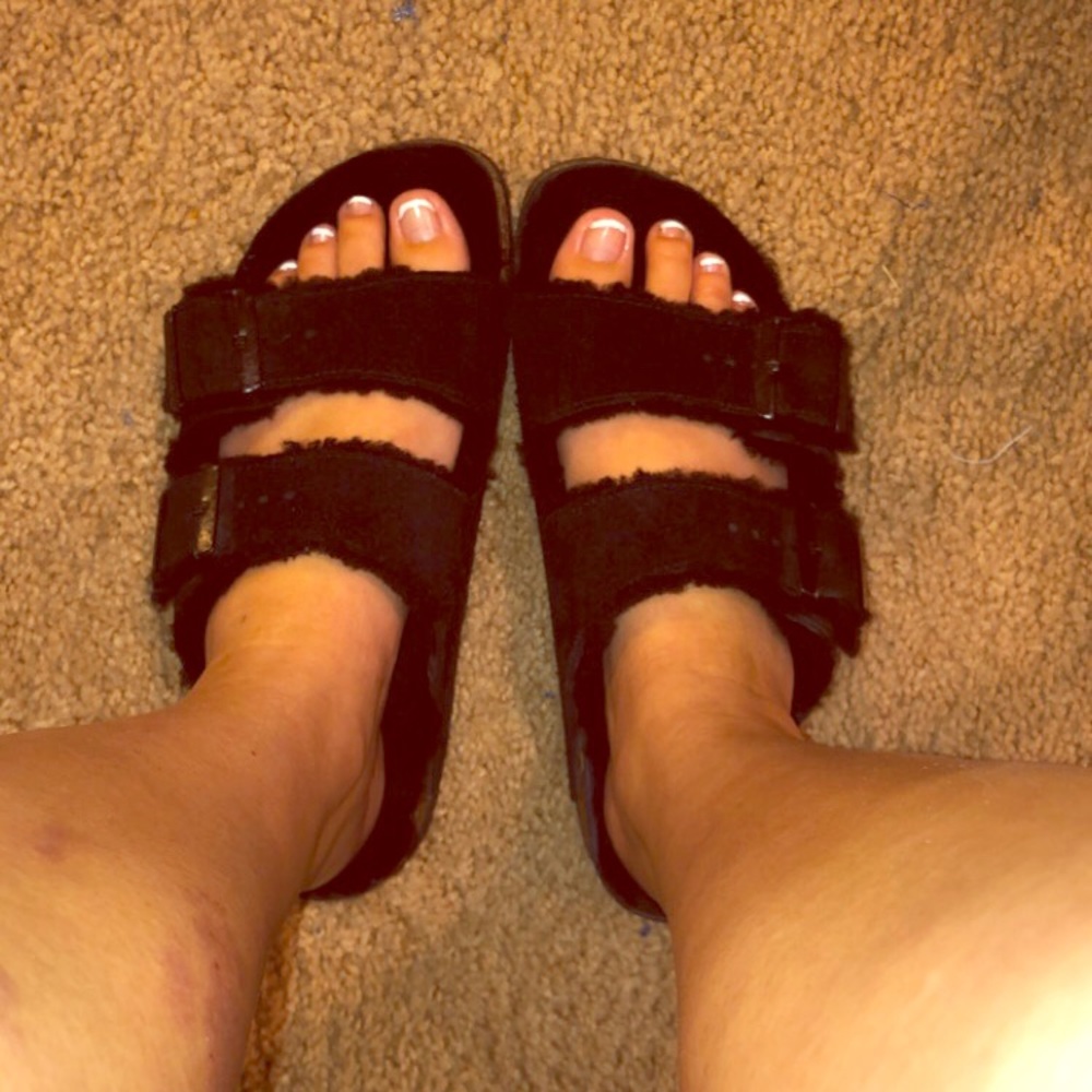 Fur Birkenstock sandals